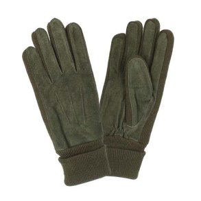 Damehandske i ruskind og strik Grn 70910031