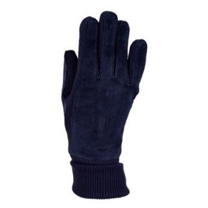 Damehandske i ruskind og strik Navy