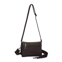 Duffy crossover skuldertaske i brun med justerbar rem og lynlslommer