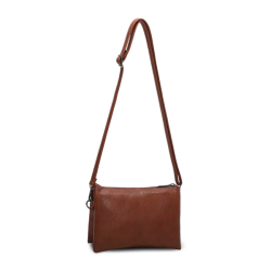 Bagsiden af Duffy crossover taske i cognac skind