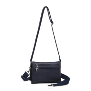 Duffy skuldertaske i navy med justerbar rem – frontvisning