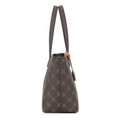 Sideprofil af Gabriella G Firenze Tiziana shopper i m�rkebrunt kunstl�der med rummelig facon og lange skulderhanke