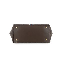 Bunden af Gabriella G Firenze Tiziana m�rkebrun shopper med fire guldfarvede metalf�dder og stabil bund