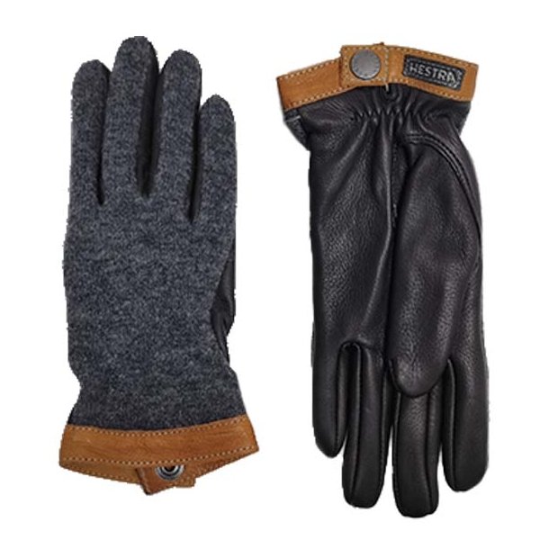 HESTRA Deerskin Wool Tricot Skindhandsker Koks/Sort 20450 Str. 8