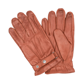 Cognac lammeskindshandsker med trykknap og elegant design – set i par