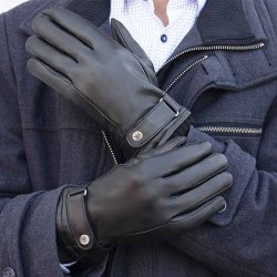 Herrehandsker i sort lammeskind