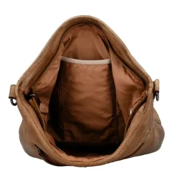 Hide & Stitches Paint Rock skuldertaske cognac med �bent hovedrum