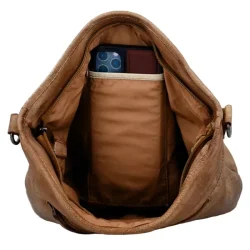Hide & Stitches Paint Rock skuldertaske cognac med plads til mobil i inderlomme