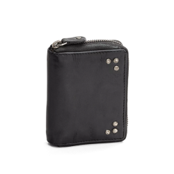 Sort pung i skind med lynls og nitter – frontbillede