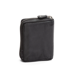 Vintage pung i sort skind med diskret logo – set bagfra