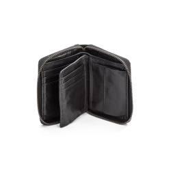 Sort skindpung med kortlommer og mntrum – set indvendigt