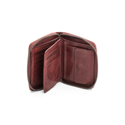 Bordeaux skindpung med kortlommer og mntrum – set indvendigt