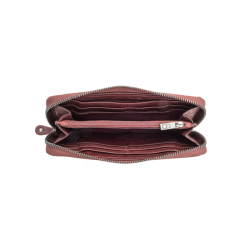 Bordeaux skindpung med kort- og mntrum – set indvendigt