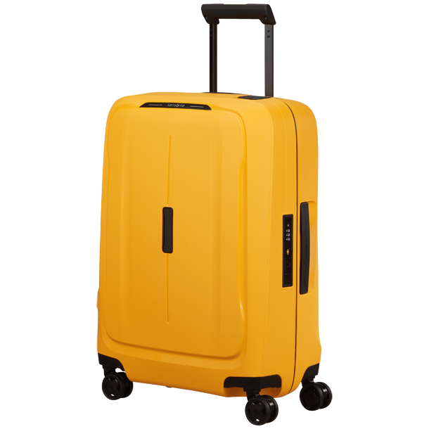 Samsonite Essens 55 cm kuffert i gul set forfra med TSA-l�s og dobbelthjul