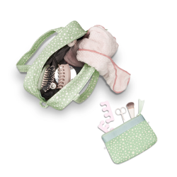 Karen 2-delt KO Toilettaskest Quiltet Green Pattern