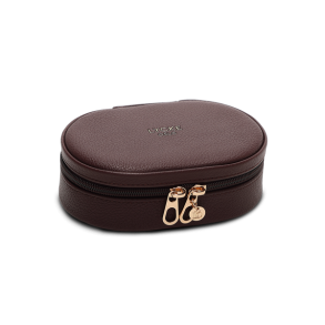 Lycke smykkeskrin i burgundy kunstlder med guldfarvede lynlse