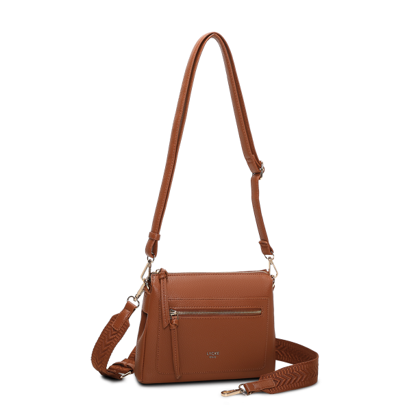 Lycke Oslo Sandnes crossover taske cognac – med skulderrem og frontlomme