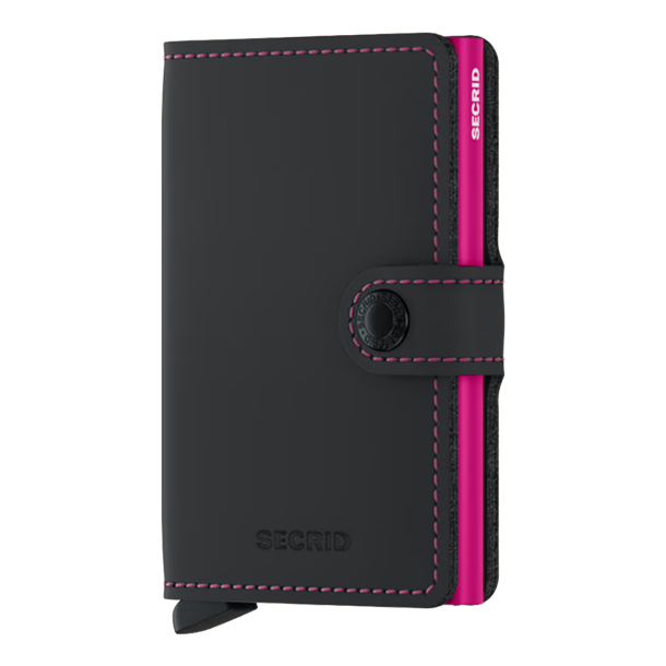 Secrid Miniwallet Matte Black-Fuchsia forside