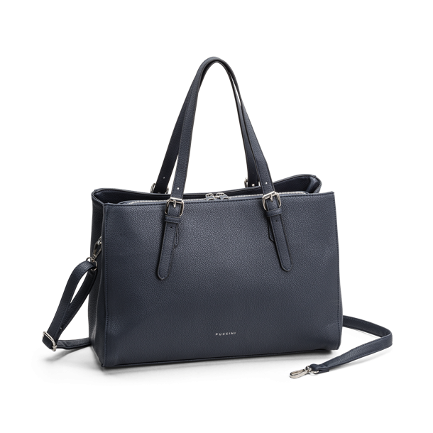 Billede 2: Puccini Anna hndveske i navy med lange hanke og skulderrem