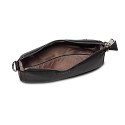 Indvendig visning af Puccini crossover taske i sort med rummelig opdeling