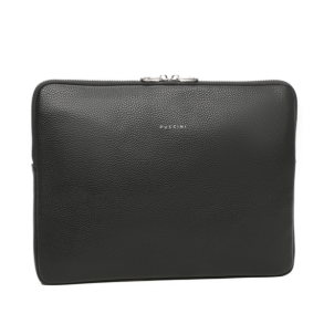 Puccini PC-mappe i sort kunstlder set forfra med lynlslukning