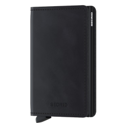 Secrid Slimwallet Vintage Black &ndash; sideprofil med sort Cardprotector