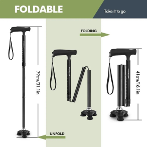 Stok Sammenklappelig med Trefod Sort 