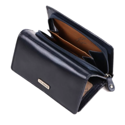 Indvendigt layout af navy damepung med kortlommer og mntrum