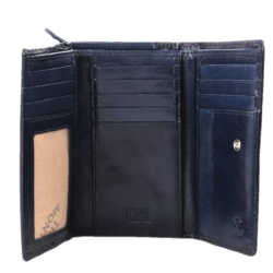 Indvendigt layout af navy damepung med kortlommer og mntrum