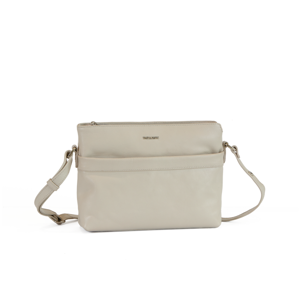 the monte skuldertaske i beige skind set forfra