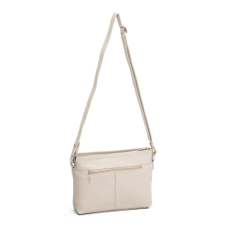 the monte skuldertaske i beige skind set bagfra med lynlslomme