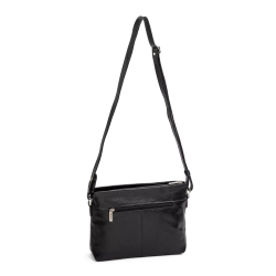 the monte skuldertaske i sort skind set bagfra med lynl�slomme