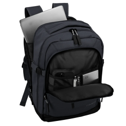 travelite kick off kabinerygsk sort 40 cm – indvendigt med laptop og lommer