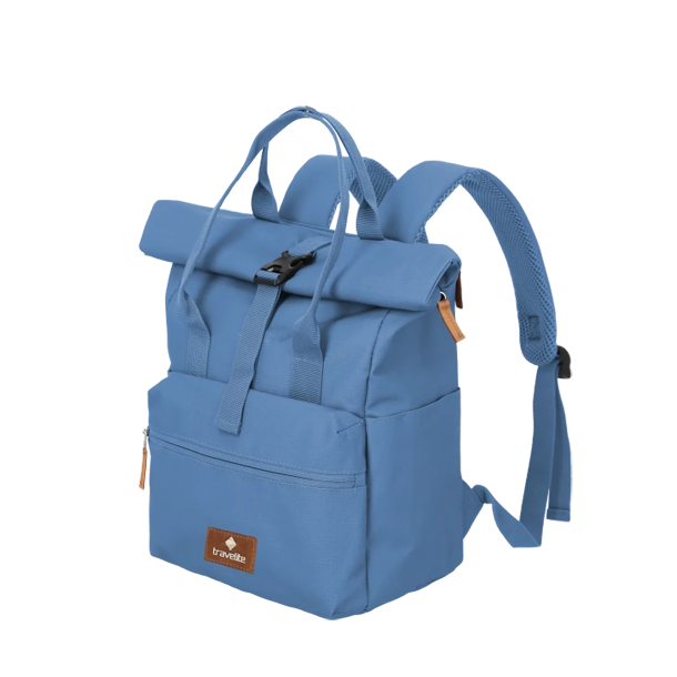 Travelite Basics rygsk med rollup i Denim