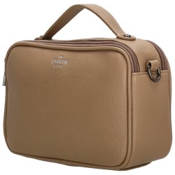 Charm London Mulberry Street taupe taske set skr�t forfra med struktureret overflade, afrundede hj�rner og lynl�slukning.