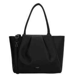 Fritlagt produktbillede af Charm London Lyon sort businessbag med lange hanke, skulderrem og elegant shopperfacon.