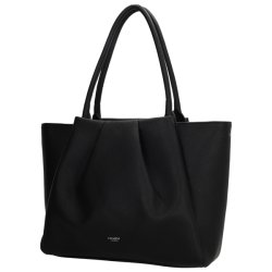 Charm London Lyon sort shopper set skr�t forfra med rummelig facon, struktureret overflade og elegante folder.