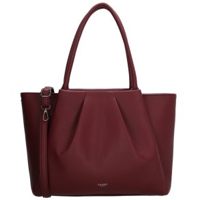 Charm London Lyon bordeaux businessbag set forfra med dekorative folder, lange skulderhanke og aftagelig skulderrem.