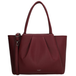 Fritlagt produktbillede af Charm London Lyon businessbag i bordeaux med lange skulderhanke, aftagelig skulderrem og dekorative folder.