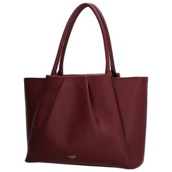 Charm London Lyon vinr�d shopper set skr�t forfra med rummelig facon, struktureret overflade og elegante folder p� fronten.