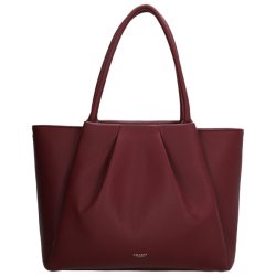 Charm London Lyon bordeaux businessbag set forfra uden den aftagelige skulderrem med diskret logo og draperede folder.