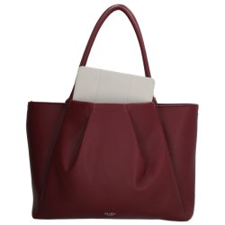 Charm London Lyon bordeaux shopper med lys tablet placeret i tasken, som illustrerer den rummelige �bning og fleksible opbevaring.