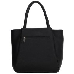 Bagsiden af Charm London Lyon shopper i sort med vandret lynl�slomme, lange skulderhanke og stilrent design.