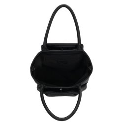 Charm London Lyon sort shopper set oppefra med �bent hovedrum, sort foring og indvendig lynl�slomme.