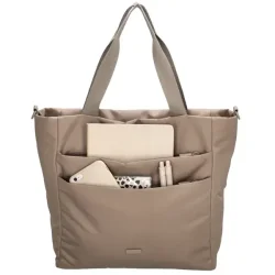 Beagles shopper taupe med mobil og sm�ting i lommer