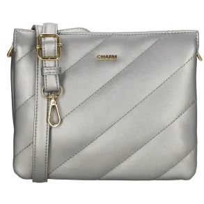 Charm London Via Dante skuldertaske s�lv forfra