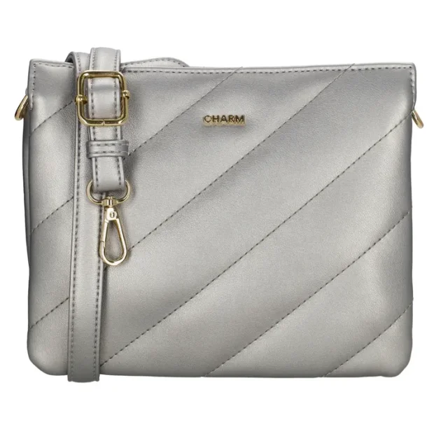 Charm London Via Dante skuldertaske s�lv forfra