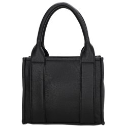 Bagsiden af Charm London Bond h�ndtaske i sort med to afrundede hanke og enkel, struktureret overflade.