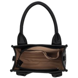 �ben Charm London Bond h�ndtaske set oppefra med beige foring, indvendig lynl�slomme og separat �ben lomme.