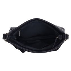 Indvendigt rum i navy Beagles Murcia skuldertaske med lommer og lynls.